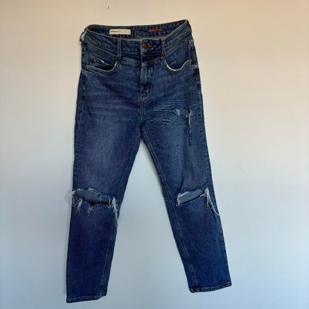 Pilcro Size 28 High Rise Cropped Skinny Jeans Distressed Ripped